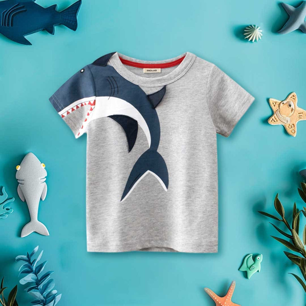 Boys Shark Print Short Sleeves T-Shirt