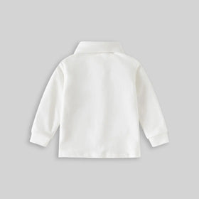 Boys White Long Sleeves Polo T-shirt Tshirts