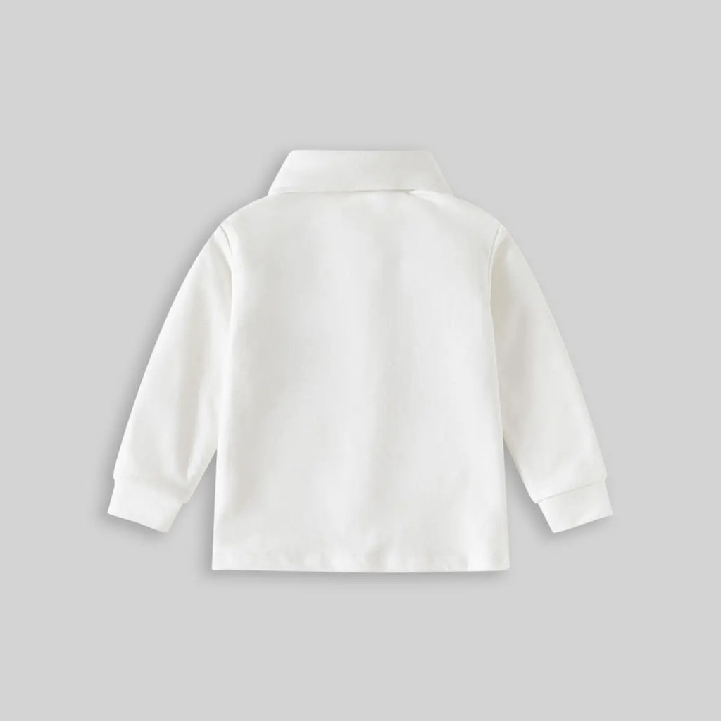 Boys White Long Sleeves Polo T-shirt Tshirts