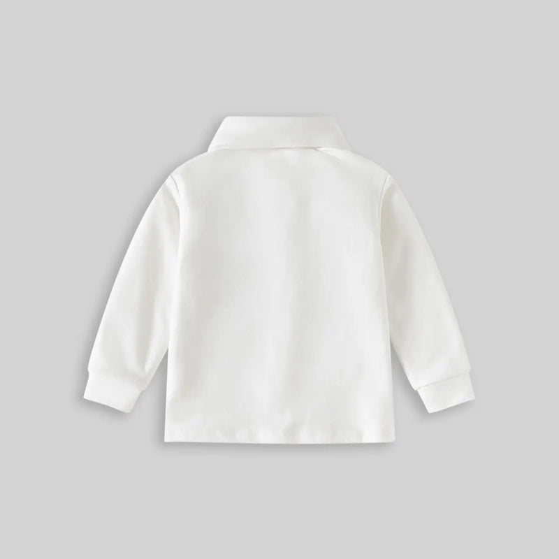 Boys White Long Sleeves Polo T-shirt Tshirts