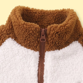 Boys Brown Colourblocked Long Sleeve Zip-Up Jacket Coats & Jackets
