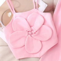 Girls Light Pink Flower Applique Sleeveless Top With Pants Sets 2 pc. Sets