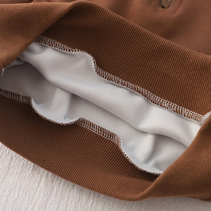 Boys Brown Solid Sweatshirt With Pants Co-ord Set 2 pc. Sets