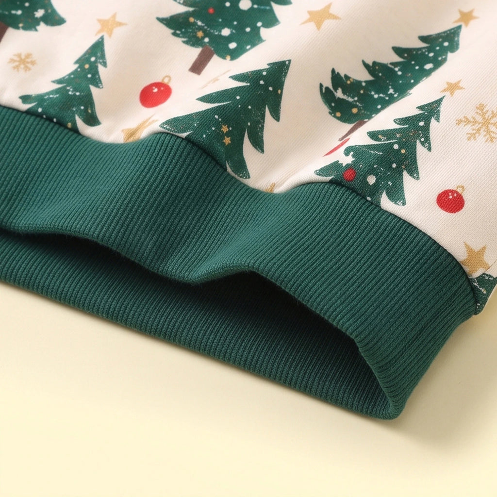 Girls Green Christmas Tree Printed Sweatshirt With Legging Sets 2 pc. Sets