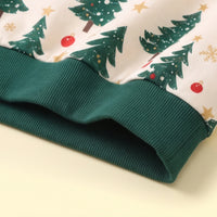 Girls Green Christmas Tree Printed Sweatshirt With Legging Sets 2 pc. Sets