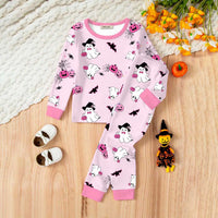 Girls Pink Halloween Theme Printed T-Shirt With Jogger Co-ord Sets 2 pc. Sets