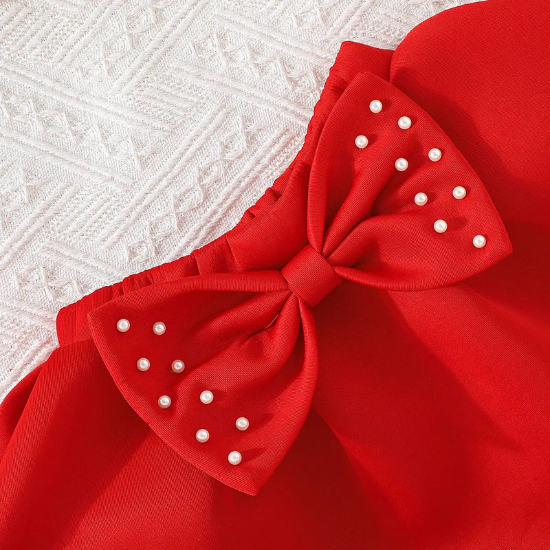 Girls Red Ruffle Top With Skirt Sets Sets