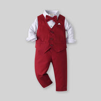 Boys Long Sleeve Checked Shirt With Waistcoat & Trouser Set 3 pc. Sets   