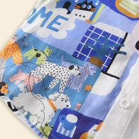 Boys White Printed Short Sleeves Button-down Shirt Shirts