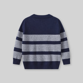 Boys Dark Blue Stripes Pullover Winter Sweater Sweaters & Cardigans