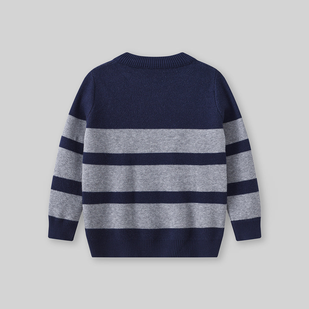 Boys Dark Blue Stripes Pullover Winter Sweater Sweaters & Cardigans