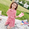 Girls Pink Teddy Bear Print Sleeveless Top With Shorts Sets 2 pc. Sets Pink 1-2 Y