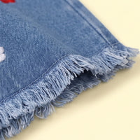 Girls Blue Floral Embroidered Jeans Jeans