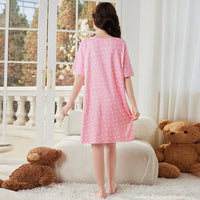 Girls Pink Polka Dot Print Night Dress Casual Dresses
