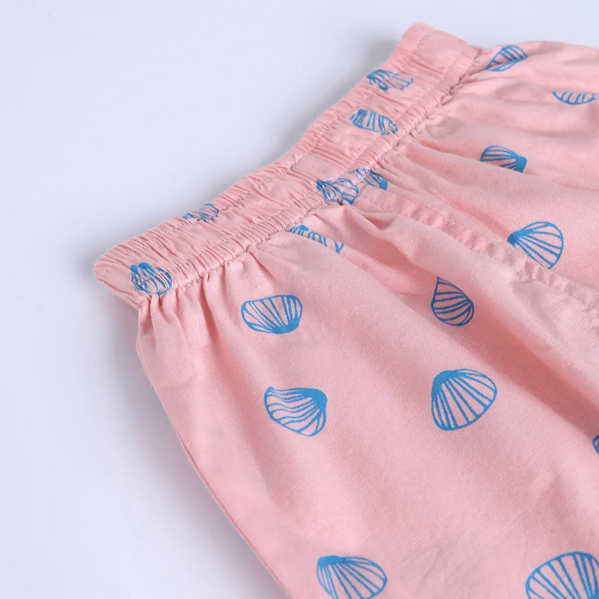 Boys Pink Seashell Printed Short Sleeve Shirt With Printed Elasticated Shorts Sets Sets