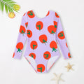 Girls Purple Tomato Print Swimwear Bodysuit Beachwear Purple 3-4 Y