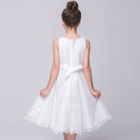 Girls White Sleeveless Embroidered Fit & Flare Party Dress Party Dresses