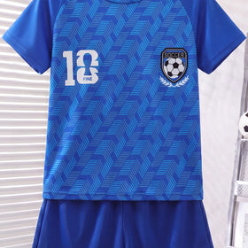 Boys Blue Short Sleeve Printed T-Shirt With Shorts Sets 2 pc. Sets