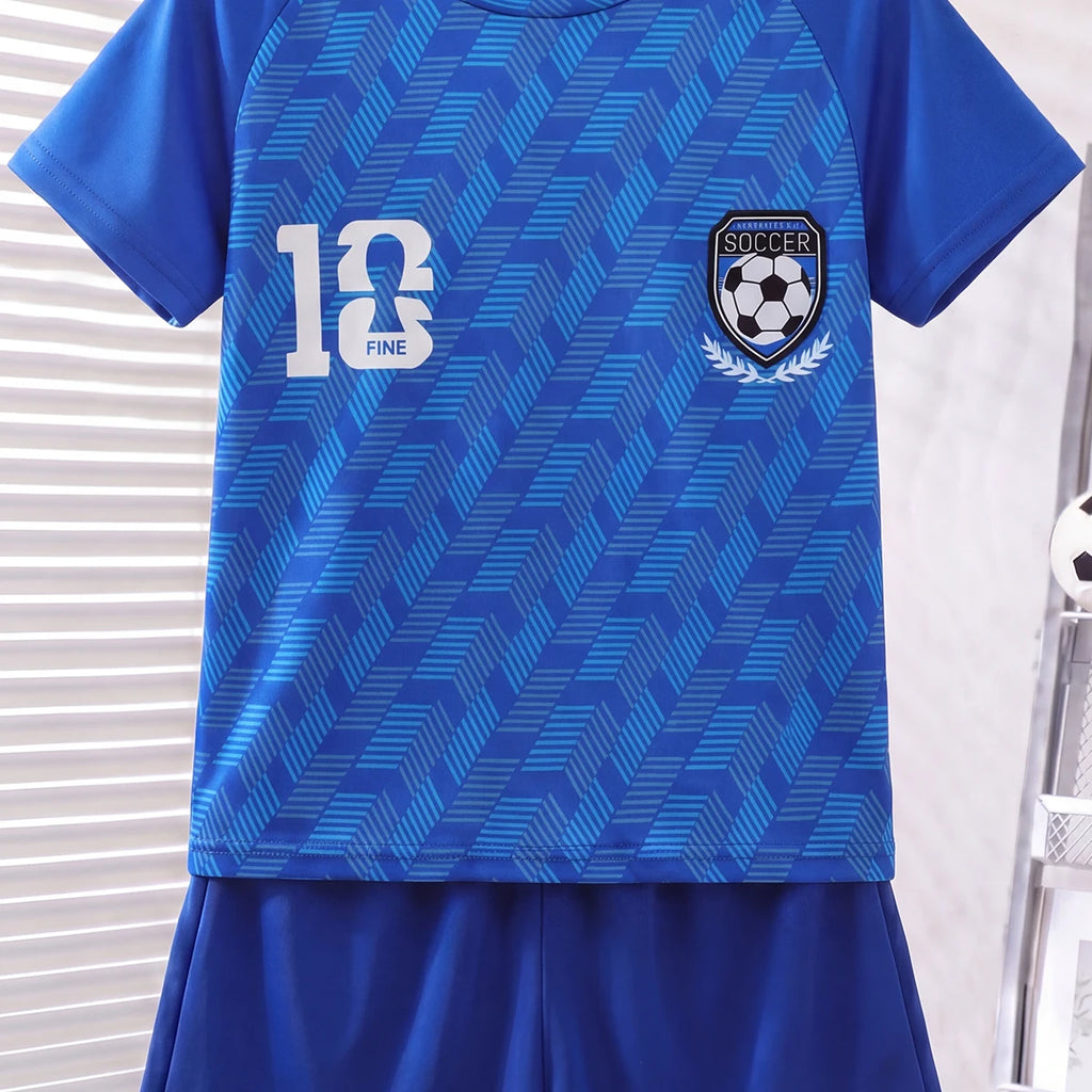 Boys Blue Short Sleeve Printed T-Shirt With Shorts Sets 2 pc. Sets
