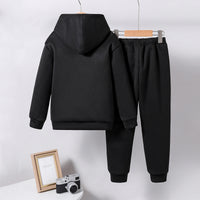 Boys Black Christmas Graphic Printed Hooded Sweatshirt with Joggers Set Sets