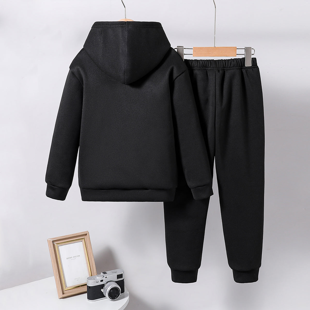 Boys Black Christmas Graphic Printed Hooded Sweatshirt with Joggers Set Sets