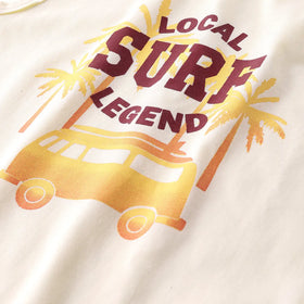 Boys Apricot Surf Printed Vest With Drawstring Shorts Sets Sets