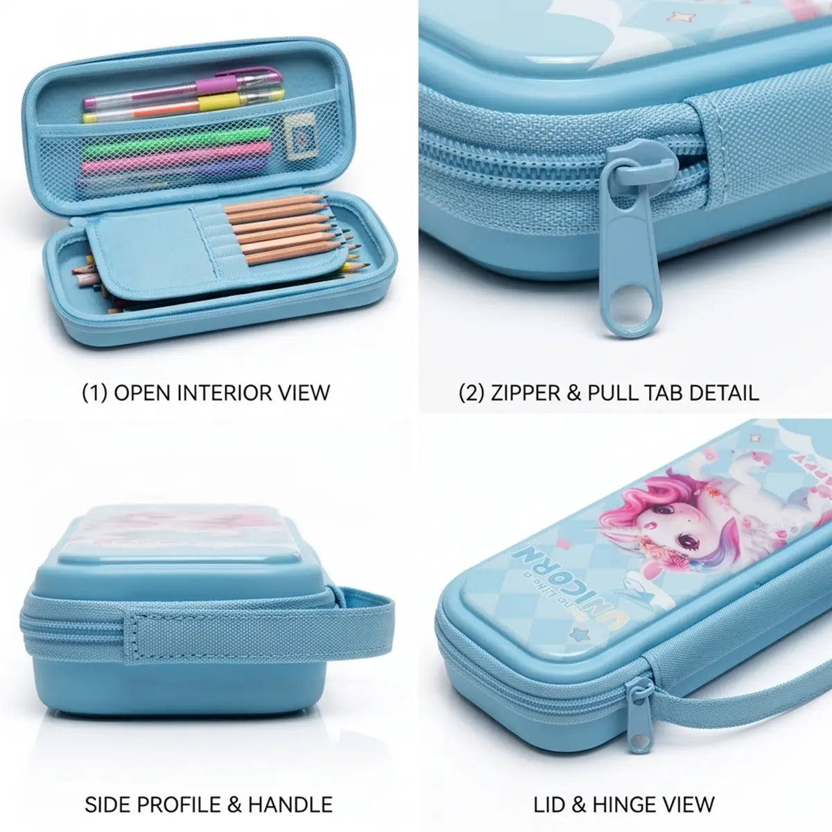 Unicorn Kids Hard Pencil Case -Blue Trending Accessories