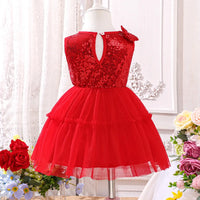 Girls Red Sequined Fit & Flare Party Wear Dress Party Dresses