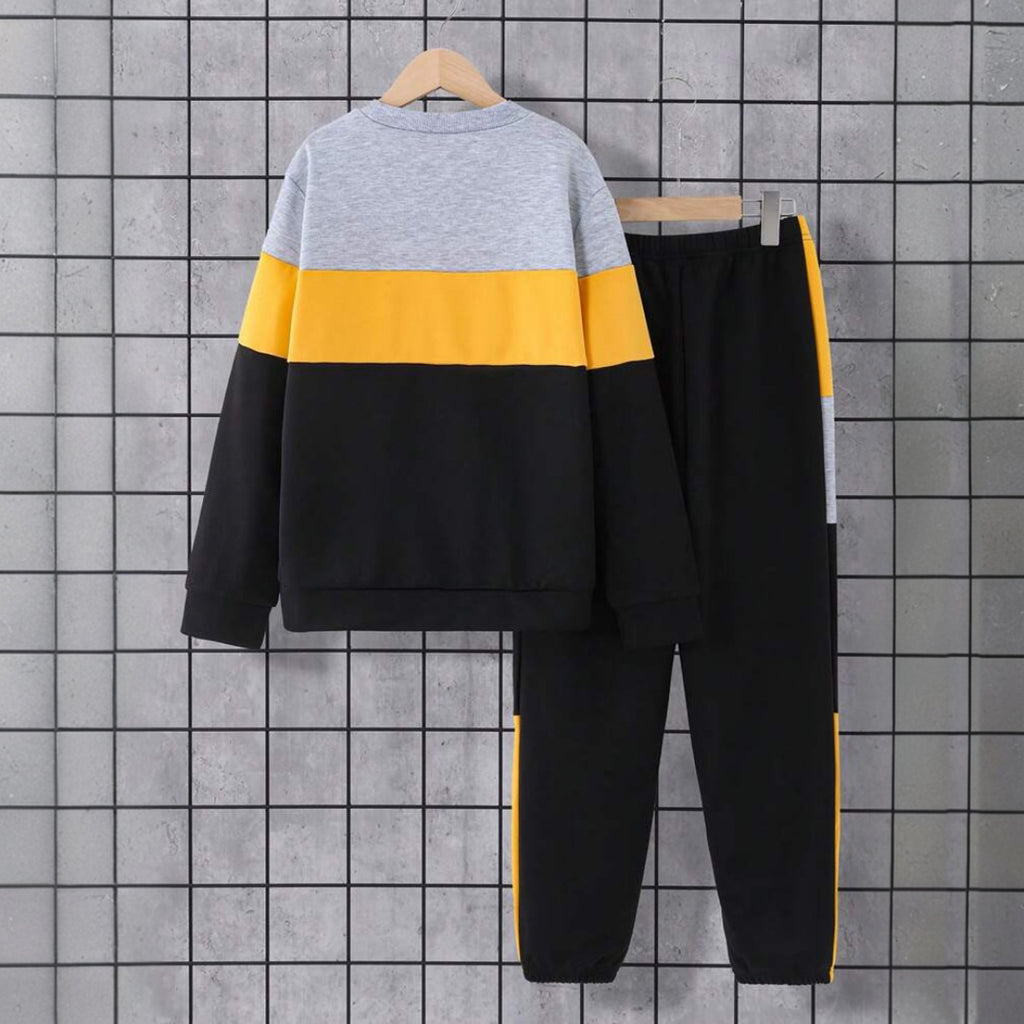 Boys Multicolor Color-blocked Sweatshirt With Joggers Winter Set 2 pc. Sets