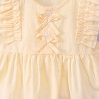 Girls Lime Yellow Self Design Top With Pleated Denim Shorts Set Sets