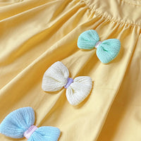 Girls Yellow Bow Applique Sleeveless Balloon Dress Casual Dresses