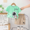 Boys Astronaut Printed Green T-Shirt With Shorts Set 2 pc. Sets