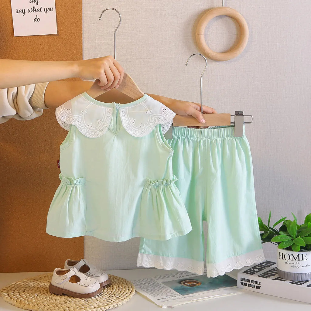 Girls Mint Green Sleeveless Top & Capri Co-ord Sets Sets