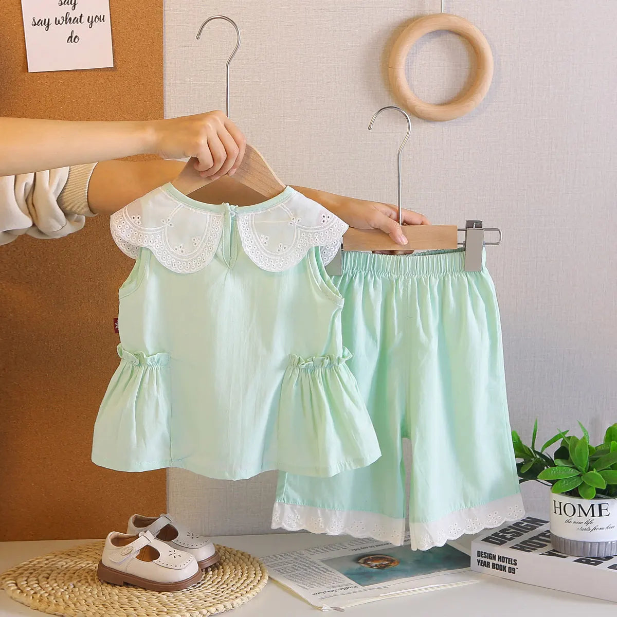 Girls Mint Green Sleeveless Top & Capri Co-ord Sets Sets