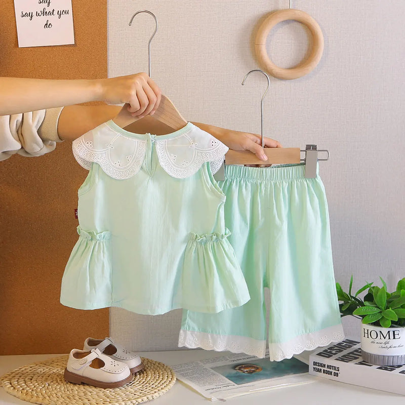 Girls Mint Green Sleeveless Top & Capri Co-ord Sets Sets