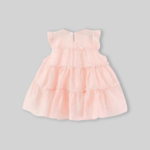 Girls Light Pink Candy Applique Tiered A-Line Dress Casual Dresses