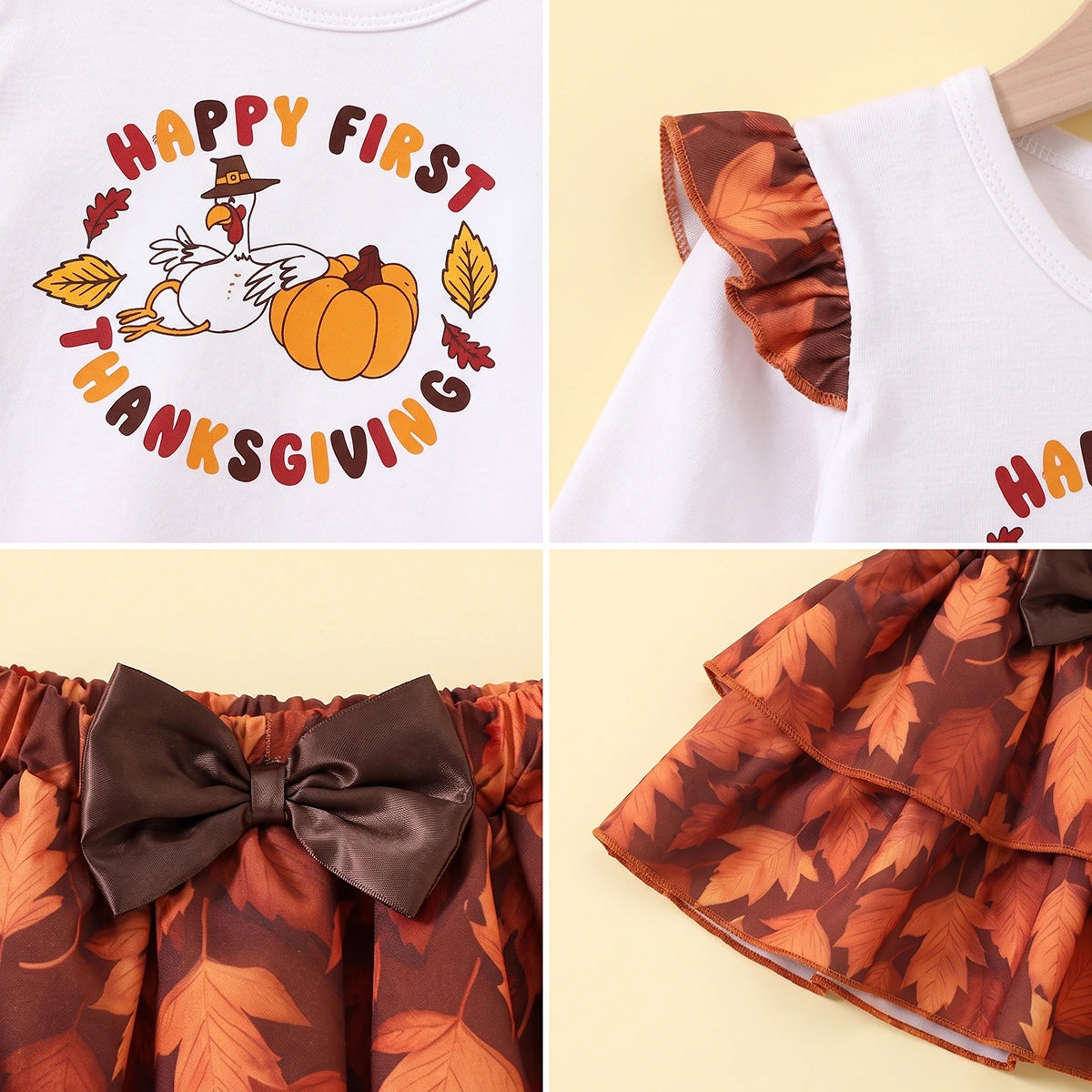 Girls White Typography Print Top With Skirt Sets 2 pc. Sets