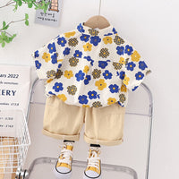 Boys Floral Print Shirt With Shorts Set Sets   