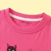 Girls Pink Graphic Short Sleeve T-Shirt With Pants Sets 2 pc. Sets