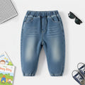 Boys Light Blue Solid Jeans With Elasticated Waistband Jeans Light Blue 1-2 Y
