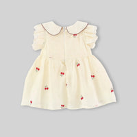 Girls Apricot Cherry Print Fit & Flare Casual Dress Casual Dresses