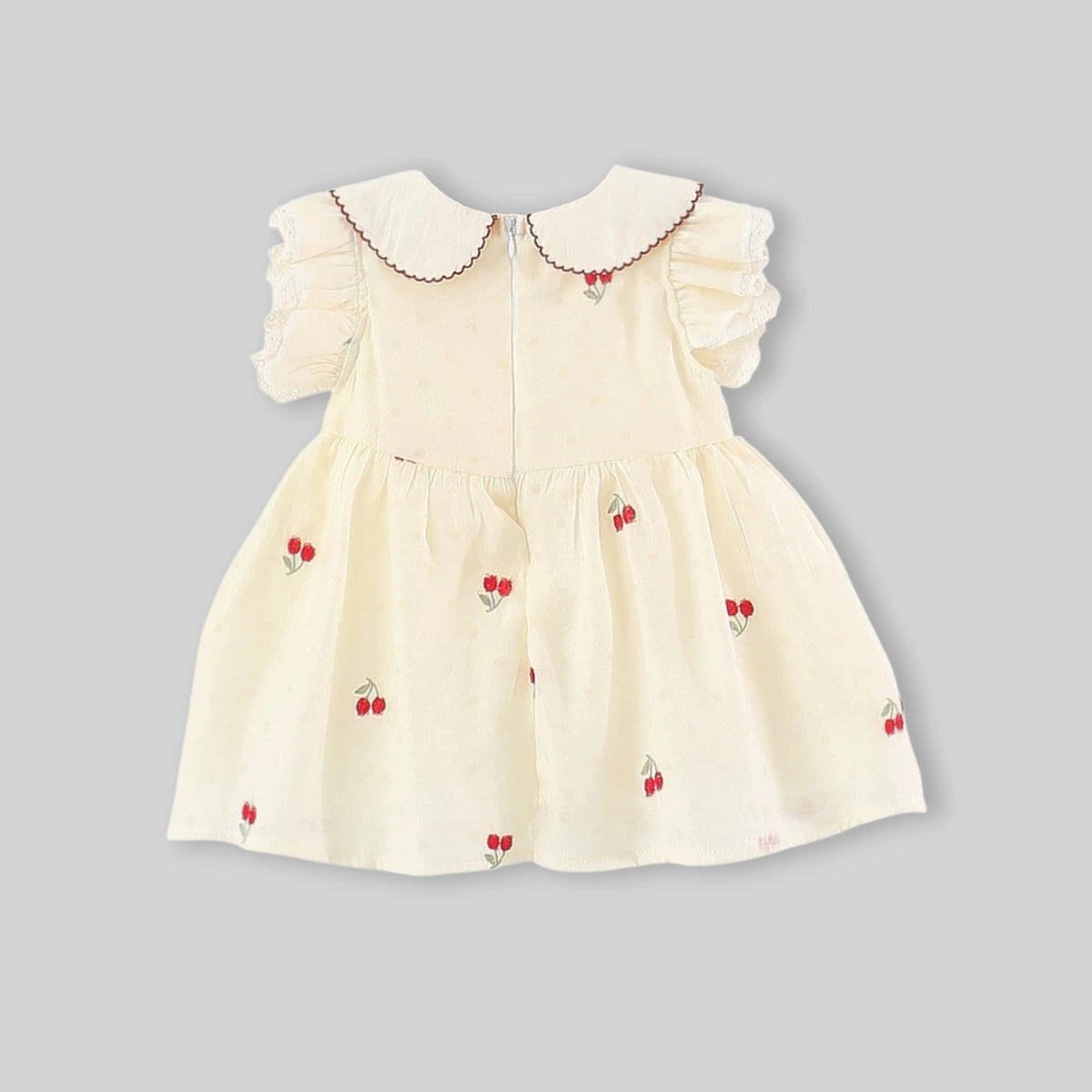 Girls Apricot Cherry Print Fit & Flare Casual Dress Casual Dresses