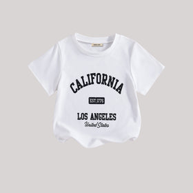 Girls White Typographic Printed Short Sleeves T-Shirt With Pants Set 2 pc. Sets