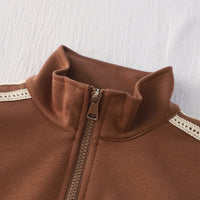 Boys Brown Solid Sweatshirt With Pants Co-ord Set 2 pc. Sets