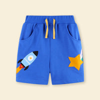 Boys Rib Waist Rocket Applique Shorts Shorts   