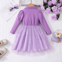 Girls Purple Embroidered Tulle Overlay Blazer Dress Casual Dresses
