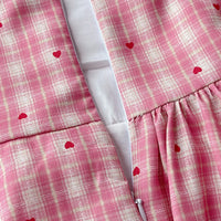 Girls Red Checked A-line Dress With Bow & Lace Trim Casual Dresses
