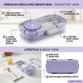 Kids Lavender Lock-Fresh School Lunch Box Trending Accessories