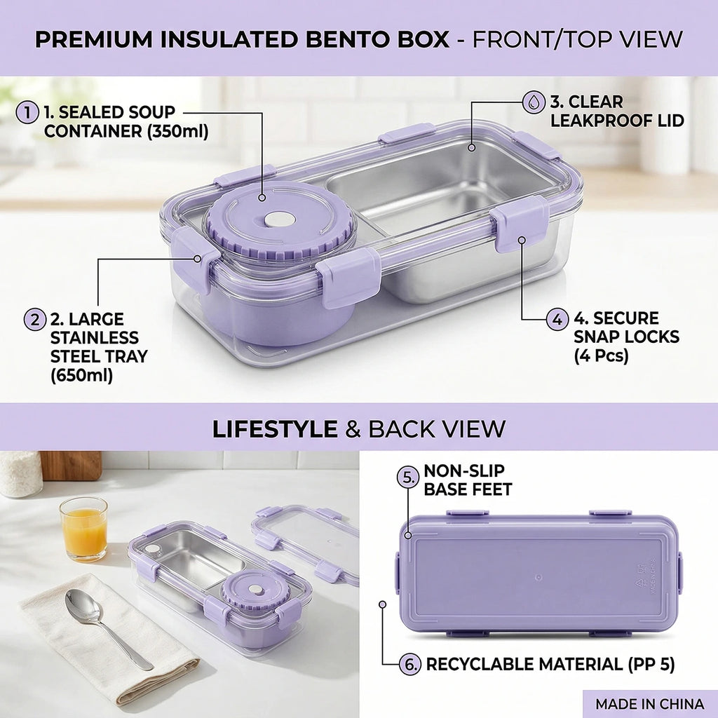 Kids Lavender Lock-Fresh School Lunch Box Trending Accessories