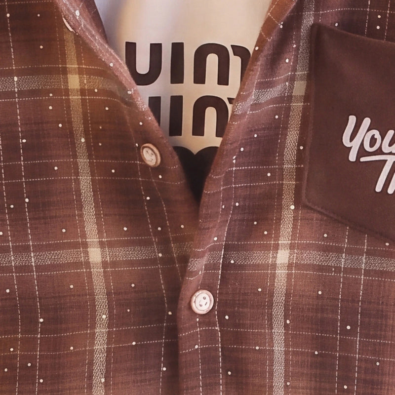 Boys Brown Checked Shirt With T-Shirt And Denim Pants Sets 3 pc. Sets